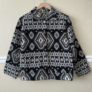 Vintage Southwestern Aztec Boho Tapestry Button Front Jacket by Jane Ashley M